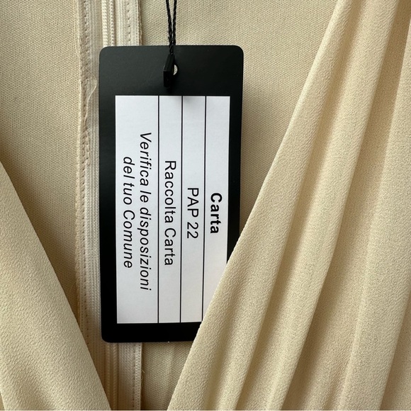 NWT Missord Cream Chiffon Ruffle Mini Dress XL Plunge V Neck Long Bell Sleeve - Picture 6 of 16